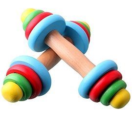 Child Baby Fitness Multi-colored Wooden Dumbbell Toy